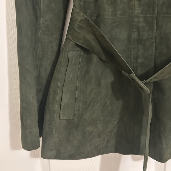 Theory Gloss Lamb Suede Belted Zip Up Utility Jacket Size 4 - Picture 5 of 15